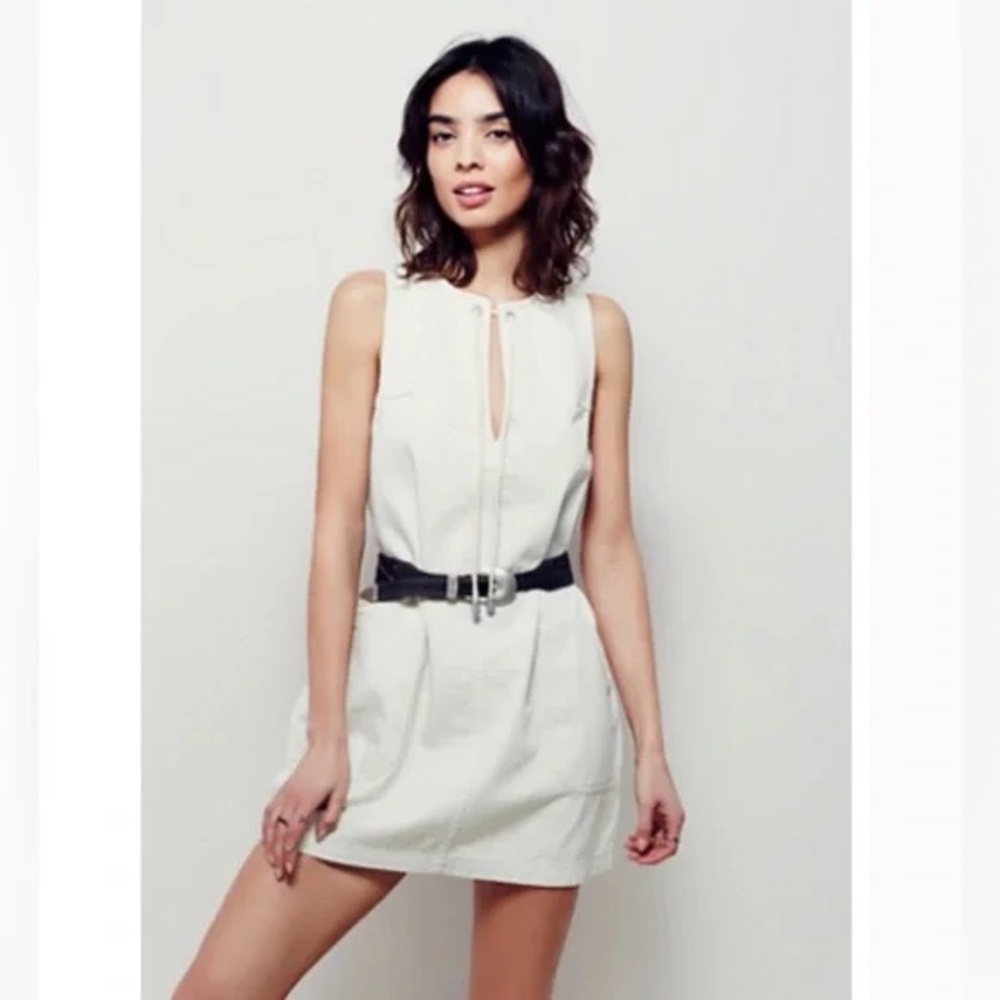Free People Inside Out Ivory Denim Dress